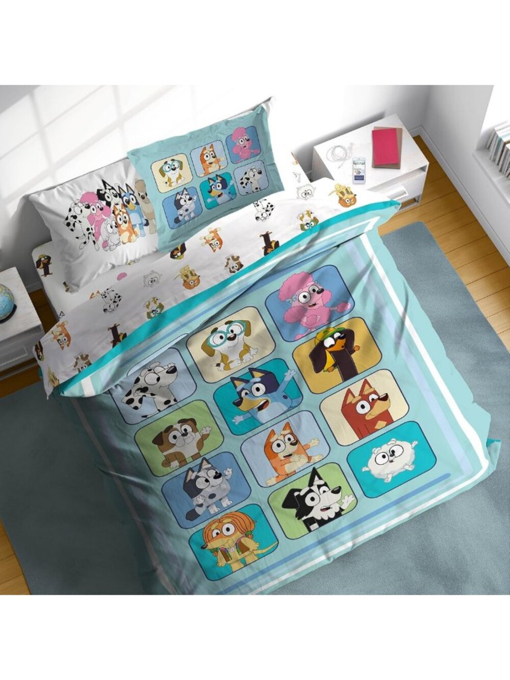 Sunny Side Up Bluey Kids Full Comforter Set - 7 Piece Bedding, Soft Microfiber